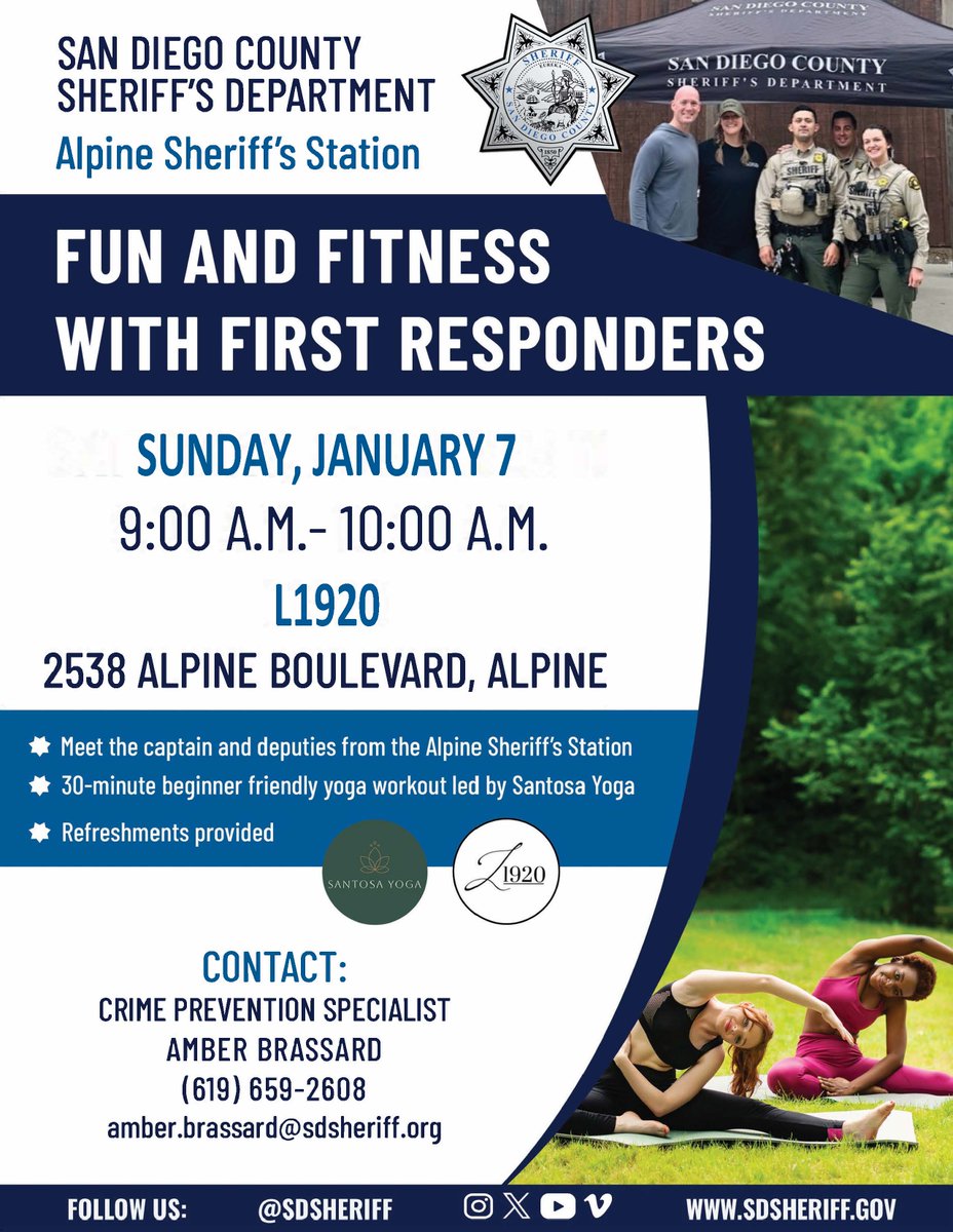 We are looking forward to seeing everyone for yoga at Fun & Fitness with First Responders this weekend! Sunday, January 7 from 9:00-10:00am. Beginners welcome for this 30-minute yoga class! #InYourCommunity