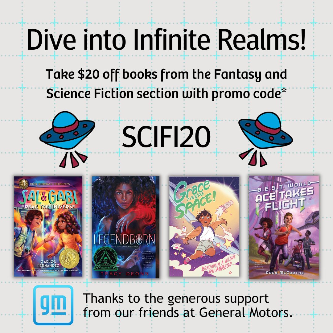 Today is National Science Fiction Day! Thanks to @GM, you're invited to celebrate by taking $20 off books from the Fantasy and Science Fiction section from the First Book Marketplace with promo code SCIFI20 at checkout* - bit.ly/3RzJqqF