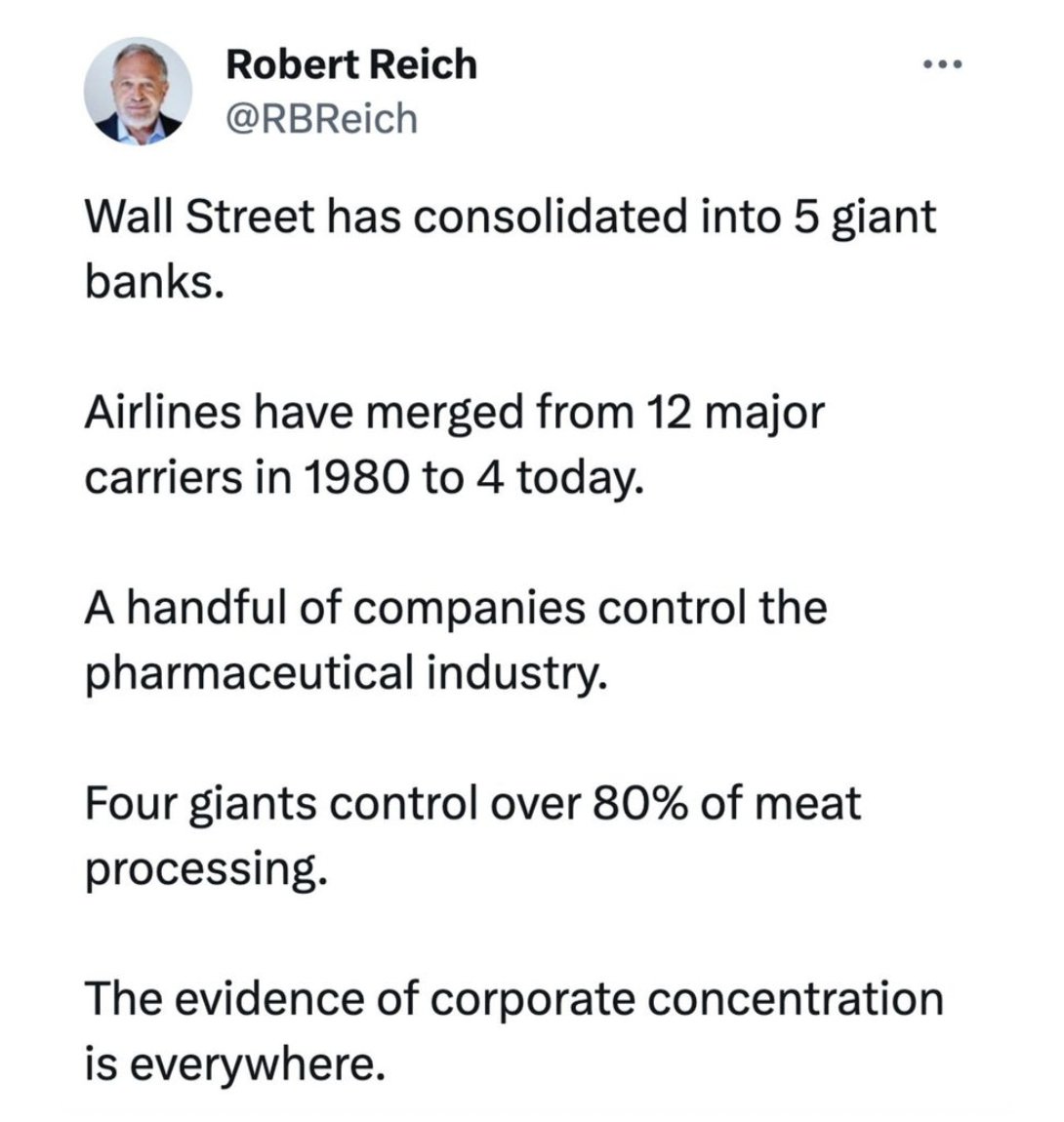 By eliminating competition, giant consolidated companies can get away with charging higher prices for worse goods and services.