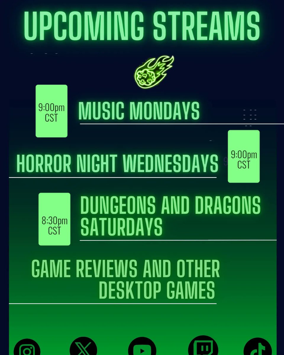 MoldaviteGaming's tweet photo. I hope I peak your fancy!
#schedule #new #newschedule #music #musician #gamereview #horror #horrorgame #DungeonsAndDragons #ttrpg #dnd5e #rpg #twitchaffiliate #supportsmallstreamers #supportsmallstreams #smallstreamer #smallstreamercommunity #smallstreamerconnect #twitchstreamer https://t.co/lffiFc4Rog