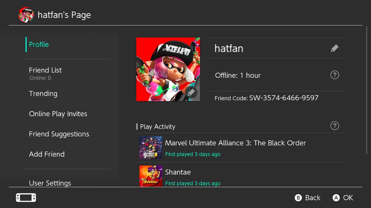 HatInTimeFan69's tweet image. Switch friend code