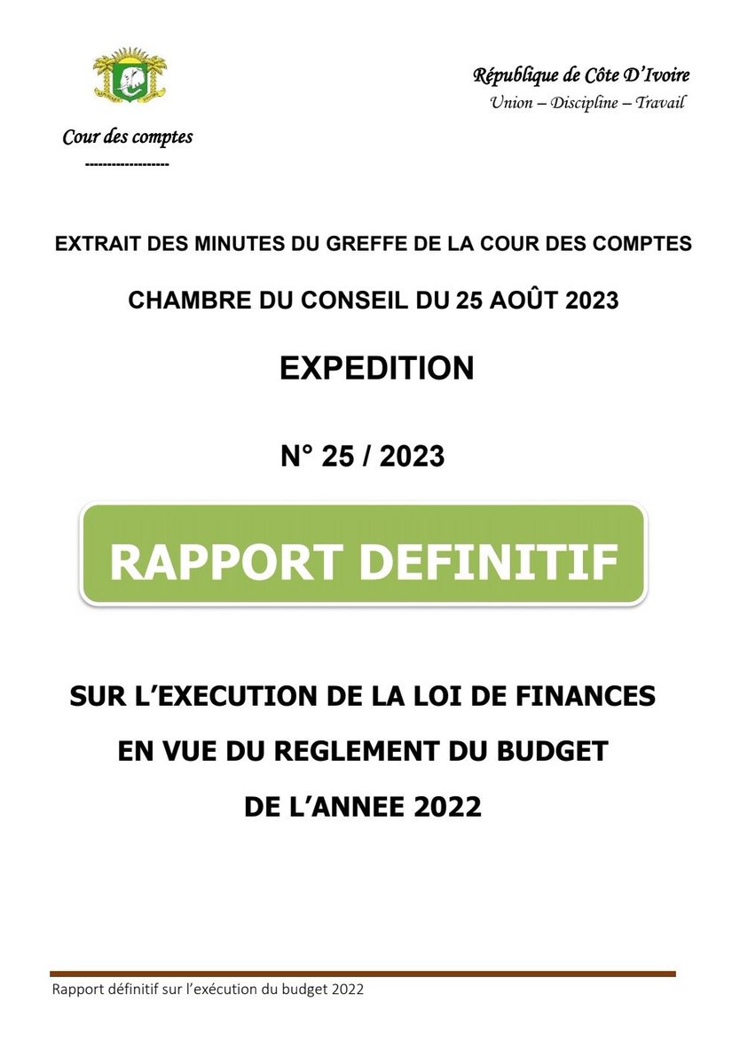 Cotedivoireoff_'s tweet photo. En 2022, l’Etat de Côte d’Ivoire n’a perçu que 878 713 francs CFA comme montant de recouvrement des droits perçu sur les confection des cartes de séjour ou de résidence, des Cartes Nationales D’identité et des Passeports.
Rappelons que
-les taxes pour la CNI coûtent : 5000 fr CFA
- les taxes pour la carte de séjour (Zone CEDEAO ) sont de 35 000 fr
- les taxes pour la carte de séjour (hors zone CEDEAO) sont de 300 000 fr
(LES TAXES DONNENT LIEU À UNE RÉPARTITION ENTRE L’ÉTAT ET LES CONCESSIONNAIRE. )
-Le droit de timbre pour les passeports est de 20 000 francs (soit la moitié du prix du passeport qui est de 40 000 )
Source // Rapport définitif sur l’exécution de la loi de finances en vue du règlement du budget 2022 / Cours des Comptes
📝La Côte d’Ivoire est Chic
So// Mamadou Coulibaly