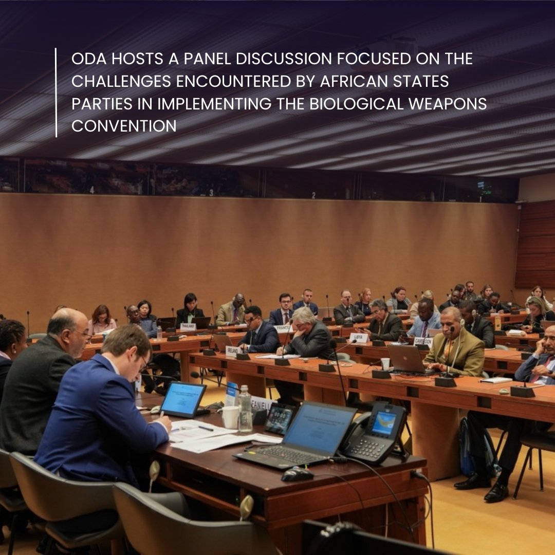 🌍🔍 @UN_Disarmament experts discuss ODA's pivotal role in supporting African states implementing the Biological Weapons Convention. The panel emphasized the importance of awareness, legislation and coordination for effective BWC implementation. ▶️disarmament.unoda.org/update/experts…