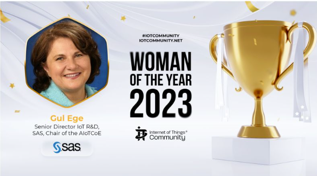 SAS' Gul Ege was named the 2023 Woman of the Year by the IoT Community, the world's largest community of IoT thought leaders. 2.sas.com/6013Rgicx.