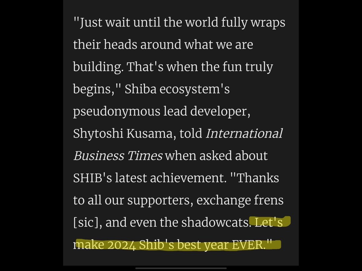 elethereum's tweet photo. BREAKING: Shiba Inu leader @ShytoshiKusama says 2024 will be the best year ever for #SHIB. 

(Press ❤️ if you’re a holder) https://t.co/D9S6r2Zxwh