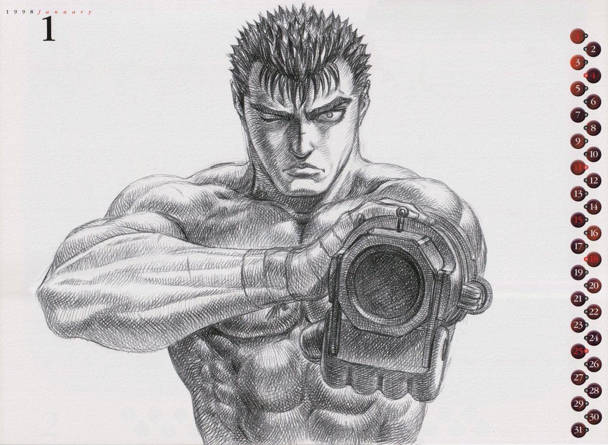 berserkartvault's tweet photo. Original A3 Calendar - January 1998 https://t.co/l7YUQBWXiJ