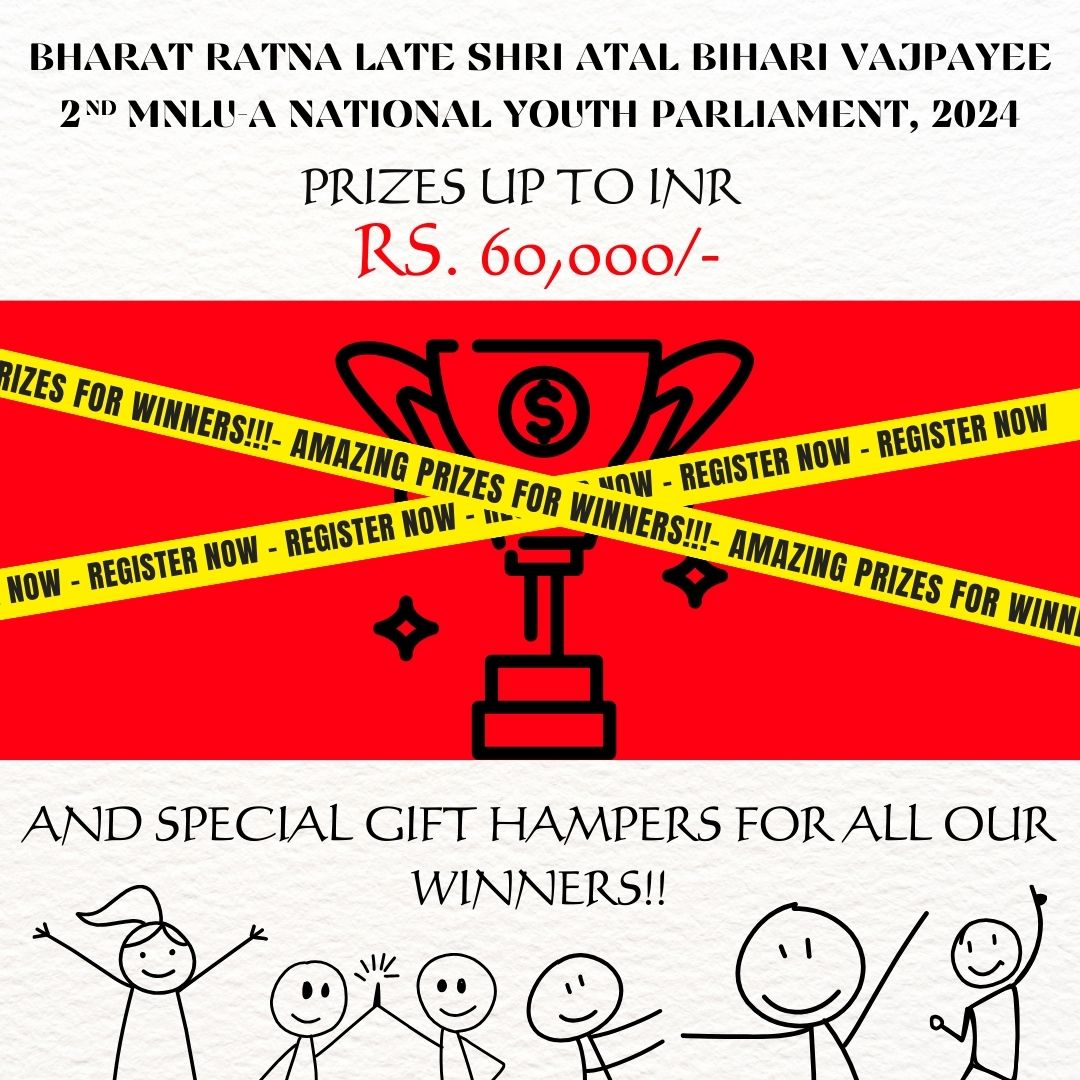 cpl_mnlua's tweet photo. Centre for Public Law, MNLU-A is elated to announce the  2nd edition Bharat Ratna Late Shri Atal Bihari Vajpayee MNLU-A NYP 2024 being conducted in the premises of Maharashtra National Law University, Aurangabad on 20th and 21st Jan, 2024 with exciting prices upto rupees 60k. https://t.co/Oafcc2iDnv