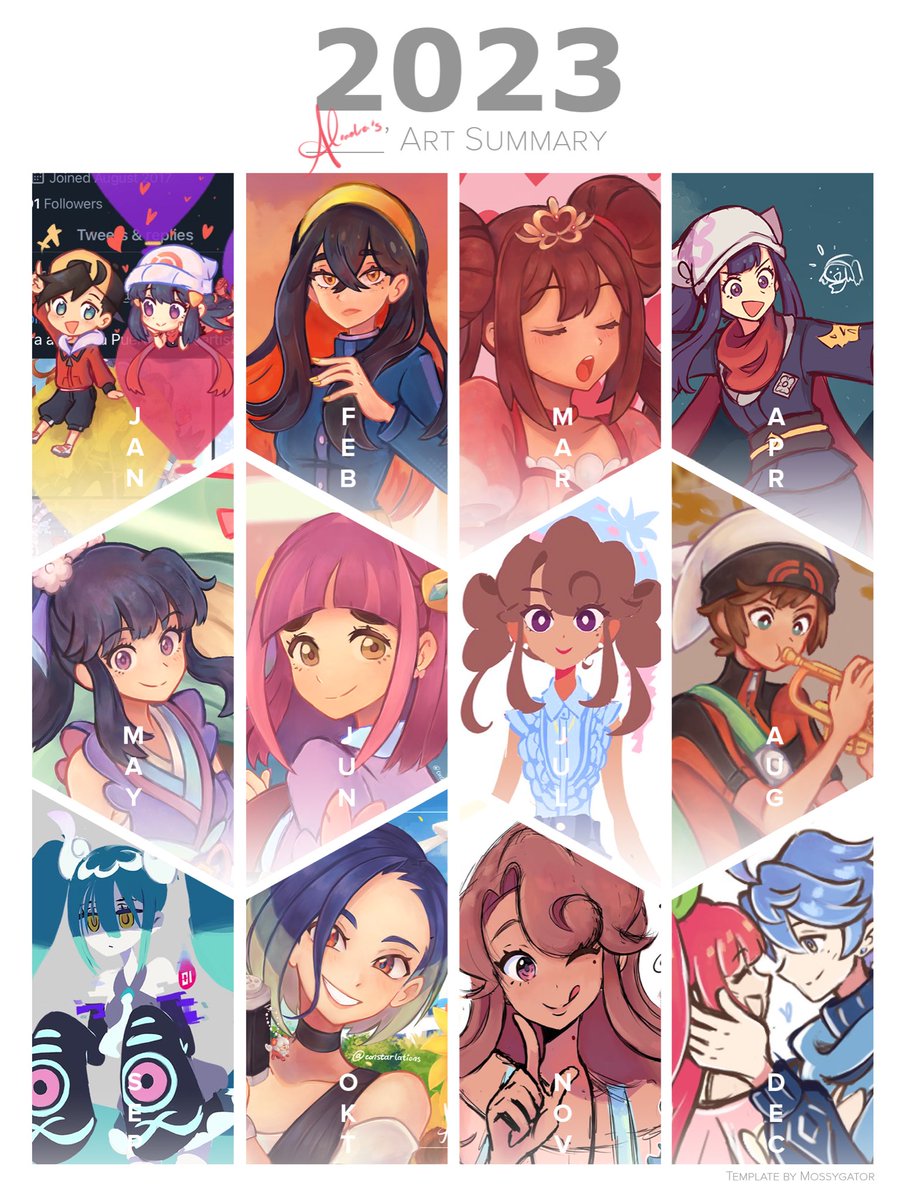 💫 2023 Art Summary 💫 You know I wasn’t gonna do one cause I was sorta embarassed I didn’t draw as much this year as last until I actually complied them and I’m like wait I drew once a month it’s not paintings but still wow I’m looking forward to what 2024 has in store ✨