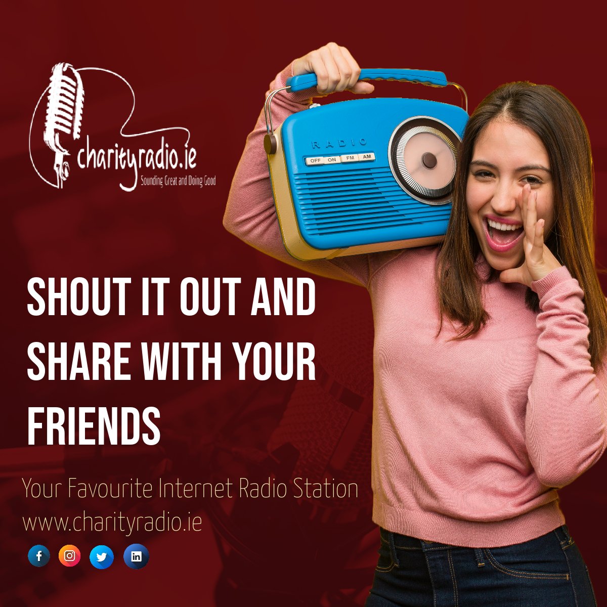 Shout it out and share it with your friends. Your Favourite internet radio station charityradio.ie Sounding Great and Doing Good #Charityradio #InternetRadio