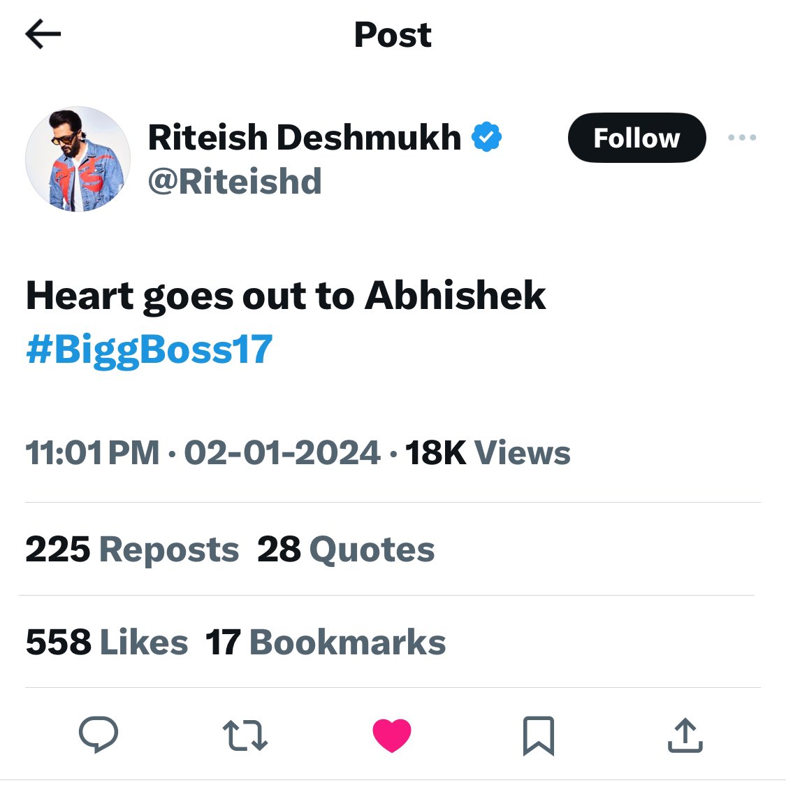TheKhabriTweets's tweet photo. #RiteshDesmukh comes out in support of #AbhishekKumar https://t.co/pBMJIAecvJ