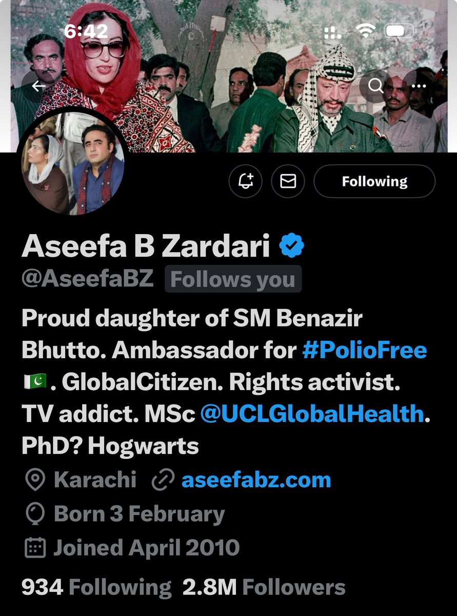 A_B_I_D_'s tweet photo. 1st My Chairman @BBhuttoZardari and I was totally surprised and now Choti BB @AseefaBZ now that’s more astonishing for me.
I am totally speechless 🙏🙏🙏🙏🙏🙏🙏🙏🙏🙏🙏🙏
Just one thing, this is great honour for me 🙏 that I followed by the family of SHAHEEDS and this shows family of Shaheed Mohterma Benazir Bhutto how much care for their ordinary #Jiyala and the way they were brought up by Shaheed Mohterma Benazir Bhutto and President @AAliZardari
Lot of Prayers and Respect from the depth of my heart!
❤️🖤💚🙏🙏🙏