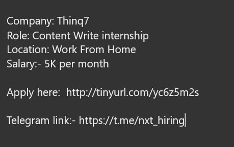 NxtHiring's tweet photo. Apply Link:- https://t.co/EQ9mKsthPR

comment "Interested"

Like, comment &amp; Share 

#contentwrite #job #jobsearching  #hiring  #WorkFromHome  #jobseekers #TrendingNow  #trending2024 https://t.co/AI27vHNbTZ