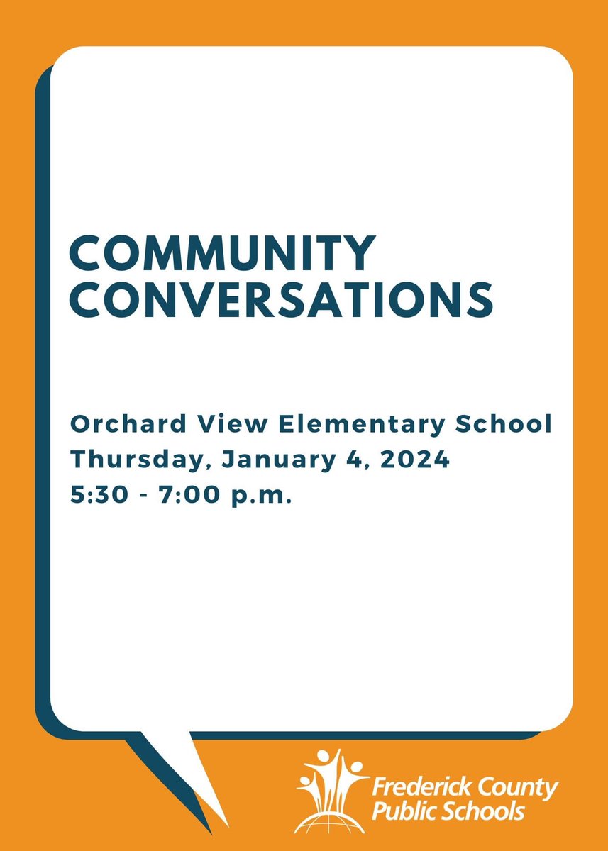 You're Invited: Community Conversations with the Superintendent!

🗓️Jan. 4 from 5:30 - 7 p.m.
📍Orchard View Elementary

This is an opportunity for parents, staff &amp; community members to meet with Dr. Hummer, ask questions or provide feedback.
#Inspire2025 #FCPSinspires