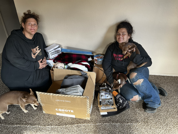 After 13 years of homelessness, this mother and daughter were housed right before Christmas! Canyon Hills Church provided them with household items such as cookware, kitchen supplies, an electric blanket, hygiene kits, a lamp, a trash can, and a chair. They were so grateful!