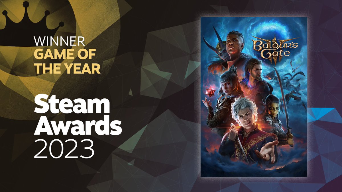 larianstudios's tweet photo. After more than 40 Million votes, we're delighted that Baldur's Gate 3 has won Game of the Year AND Outstanding Story-Rich Game in this year's Steam Awards. Thank you all for supporting Baldur's Gate 3 🙏🙏 https://t.co/5sHU9frP9l