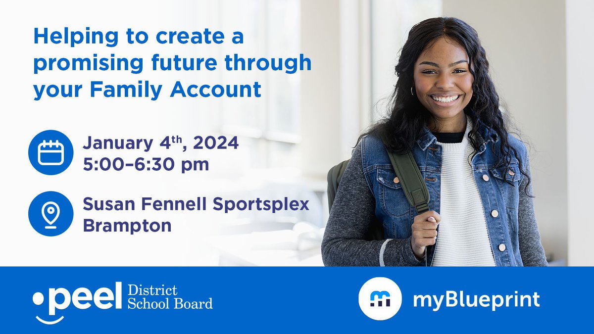 Join us for an in-person info session on January 4, to learn how your family can get connected and gain more insight into the pathways and choices that you and your child can make towards their future. For more information visit peelschools.org/news/983f2afb-…