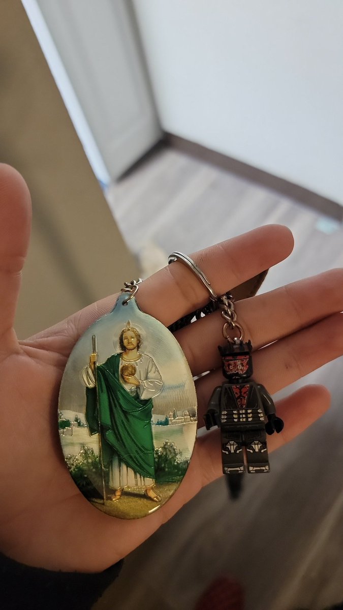 My mom gave me a medalion of Saint Jude The Chosen, it looks good next to my Lego Darth Maul