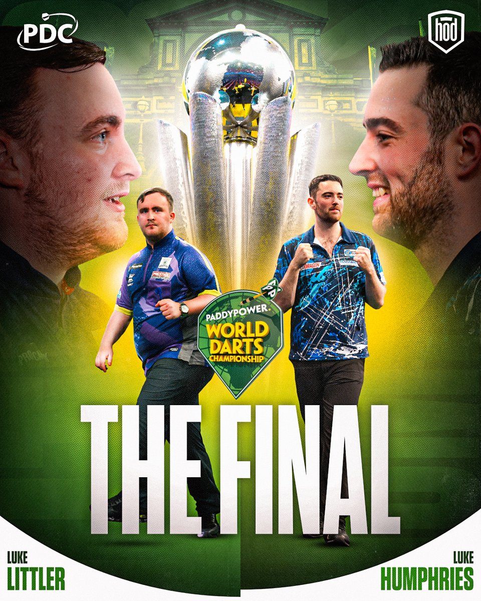 The Final is set... 🏆 Luke Littler 🆚 Luke Humphries 🏆 The Sid Waddell Trophy 💰 £500,000 prize Who will be crowned the 2023/24 Paddy Power World Darts Champion?