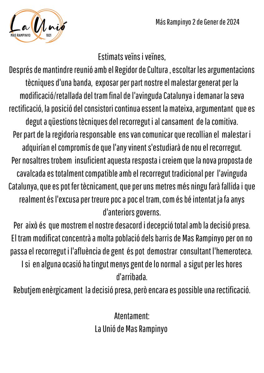 uniomasrampinyo's tweet photo. @ajmontcada encara es pot rectificar https://t.co/YnFB43kh8E