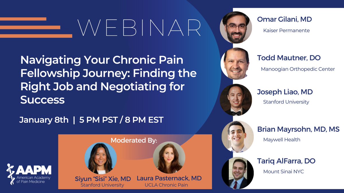 Join us for an insightful #webinar on Jan 8, designed to guide you through the crucial aspects of securing the right job and negotiating for success in the field of #chronicpain management. Register here: us02web.zoom.us/webinar/regist…