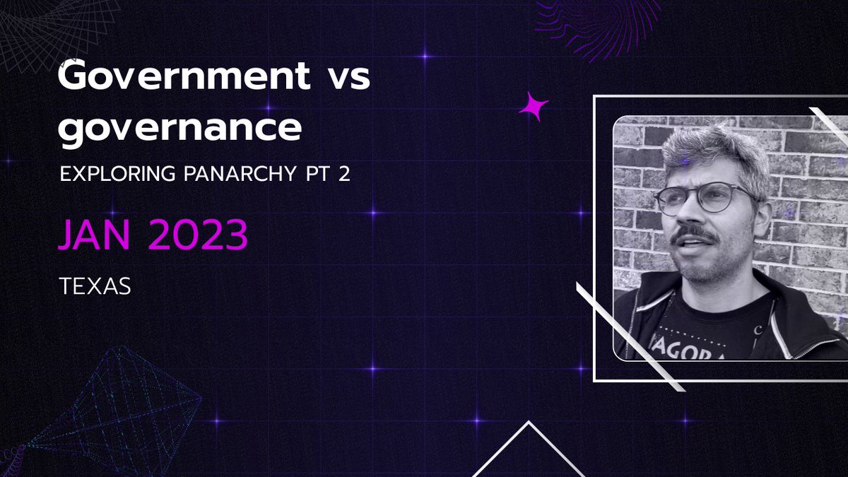 SterlinLujan's tweet image. Government is based on a territorial monopoly on the &quot;legitimized use of force.&quot;

Governance, on the other hand, is based on consent and consensus. It is about managing or directing a network in a truly democratized fashion.

#panarchy #network_state
youtube.com/watch?v=tuZst4…