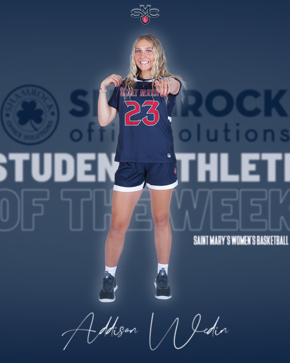 First one of the new year 🙌

Congratulations to Addison Wedin who has been named Shamrock Office Solutions Student Athlete of the Week! 

🔗 tinyurl.com/386kjrx3

#GaelsRise
