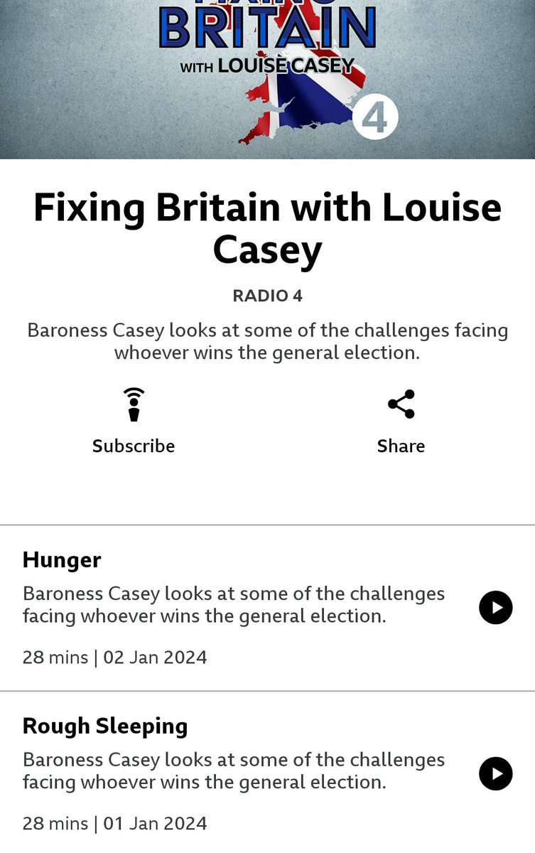 Fixing Britain by Louise Casey this week on Radio 4. Themes include hunger, rough sleeping, care and integration google.com/amp/s/www.bbc.…
