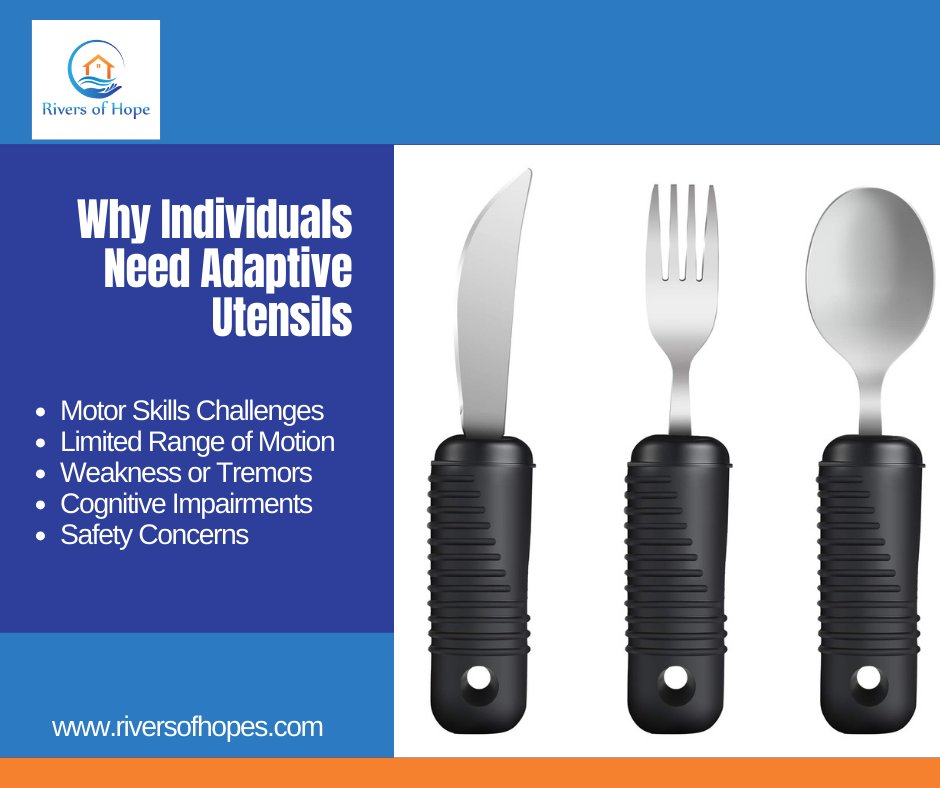 Adaptive utensils enhance independence for those with challenges like motor skills issues or cognitive impairments. Ergonomic designs and safety features make daily tasks manageable. Follow for more caregiving tips. 🍽️💙 #AdaptiveUtensils #CaregivingTips