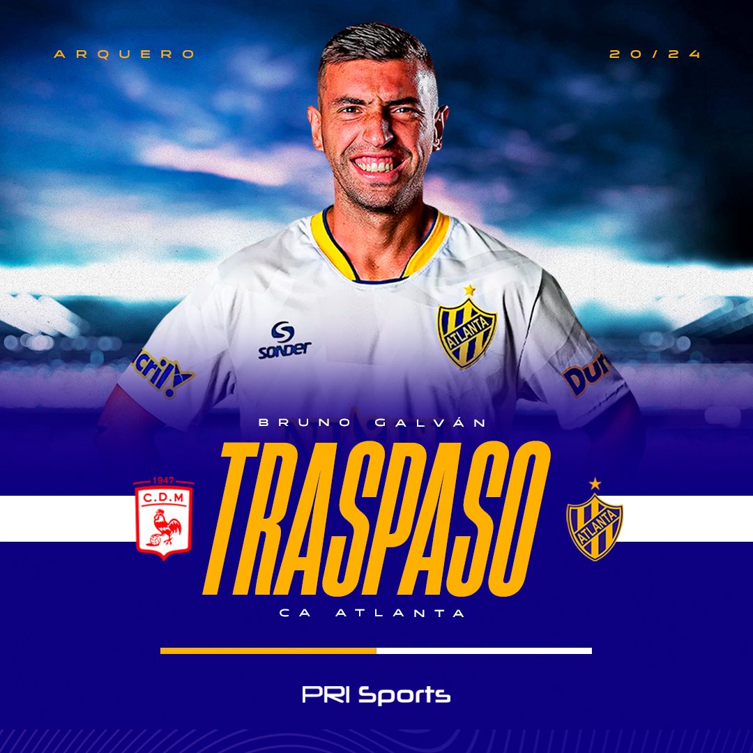 prisports_'s tweet photo. 🤝 TRASPASO! 
Anunciamos a @BrunoGalvan01 Cómo Nuevo Jugador de @atlantaoficial 🔵🟡

Muchos Éxitos Bruno! 🧤💪🏻

#PRIsports #GestionDeportiva https://t.co/DjTcCHRYFH