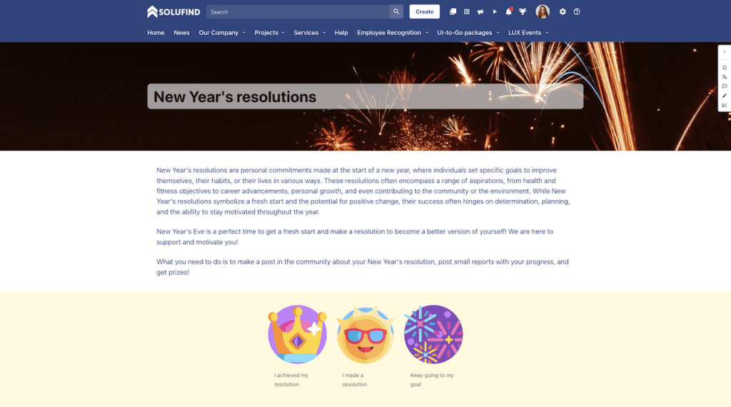 LinkersConnect's tweet photo. If you want to motivate your employees to care for themselves this year, it is a great opportunity to bring New Year’s resolutions to your intranet. Follow the link to see our ideas of effective and prolonged motivation to make resolutions truly happen: https://t.co/bnwsxAEGQI https://t.co/ZvNJHkBeRu