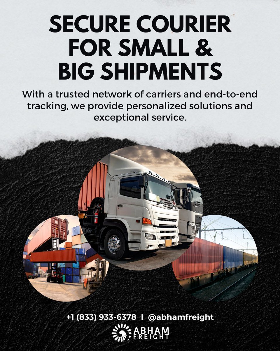 AbhamFreight's tweet image. Reliable Delivery for All Sizes: Choose a Secure Courier for Your Small and Big Shipments. 🚢🌊 #SecureCourier #ReliableDelivery #AllSizeShipments #SafeShipping #LogisticsSolutions