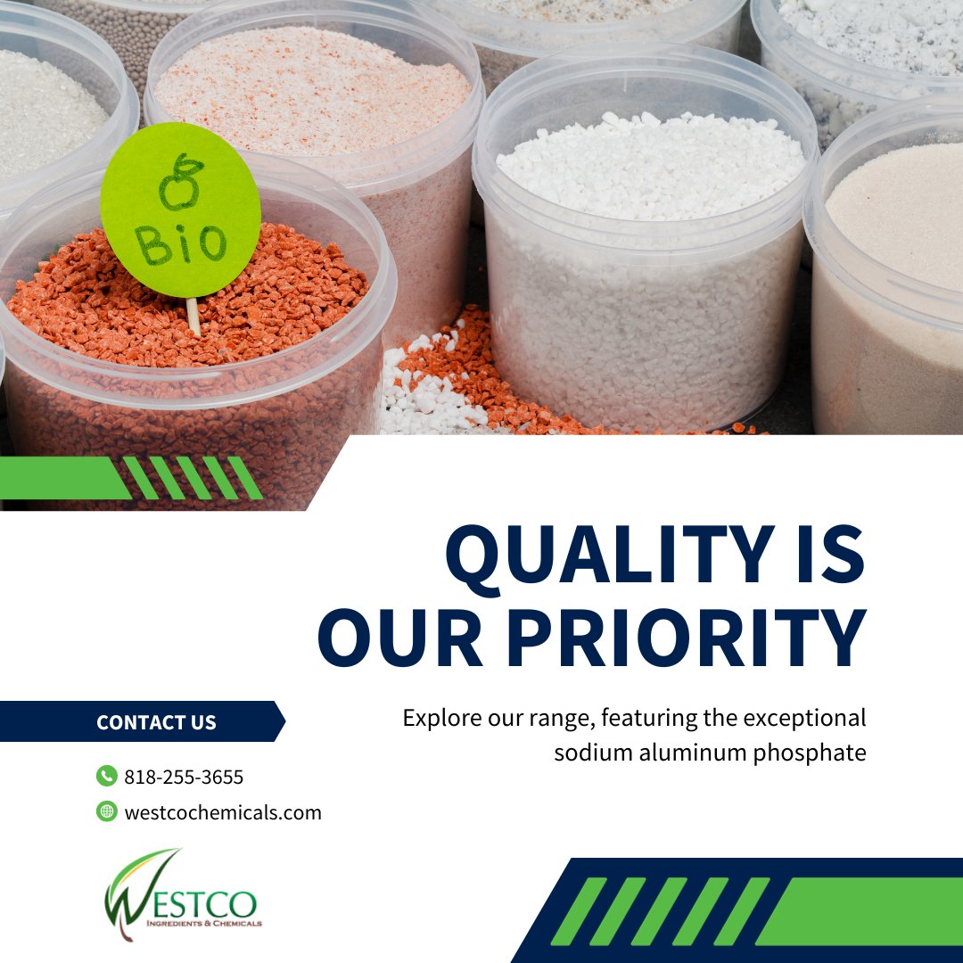 westcochemicals's tweet image. Our commitment to swift and efficient support ensures your success. Quality is our priority, and we&apos;re dedicated to promoting good health through mindful choices.

🔗 westcochemicals.com

#WholesaleIngredients #FormulationSolutions #WestcoChemicals #SodiumAluminumPhosphate