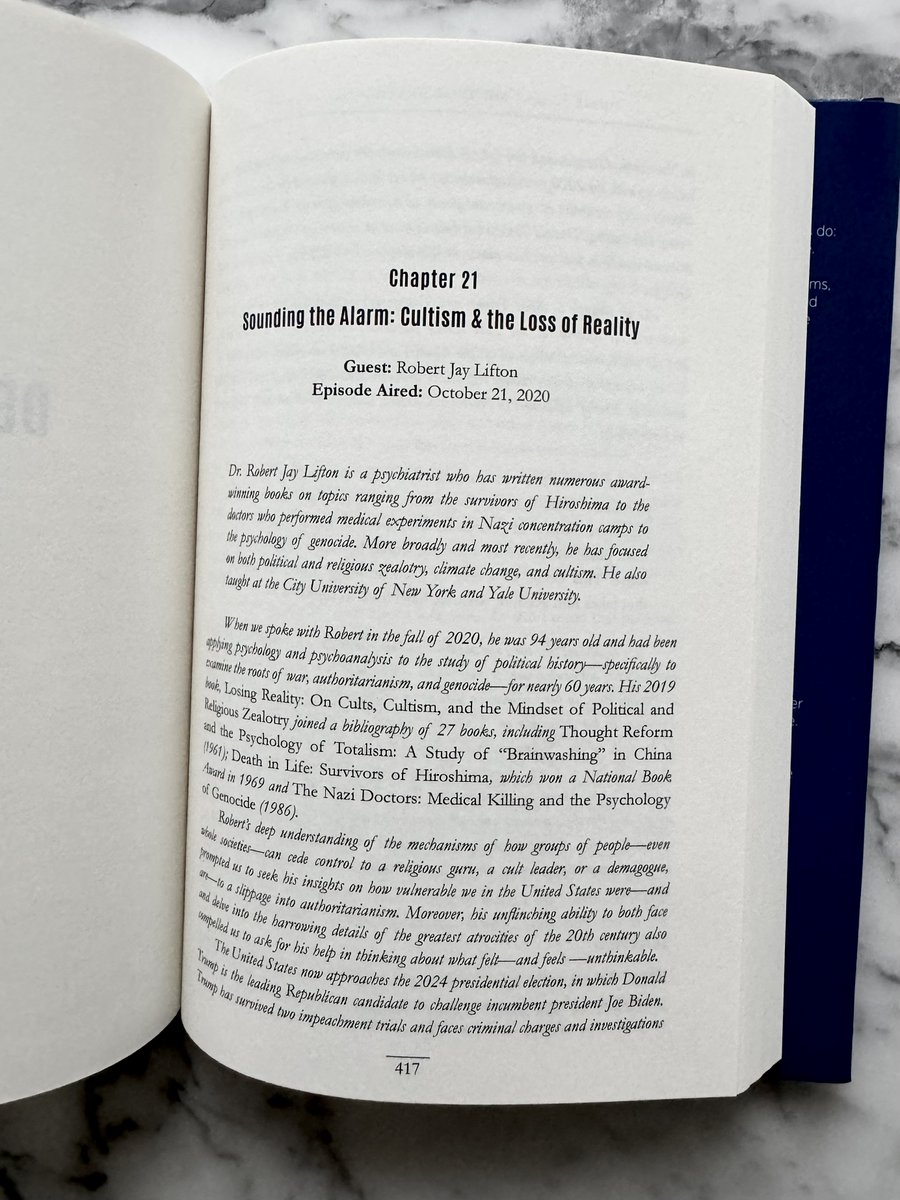 mindofstatepod's tweet photo. @RobertJayLifton, happy new year! We're thrilled to announce the launch of the Mind of State book, including our powerful conversation with you about Trump, "Cultism &amp; the Loss of Reality." Available now: https://t.co/zbRcjwSakP #psychology #Politics #Trump https://t.co/r0xubcYkKc