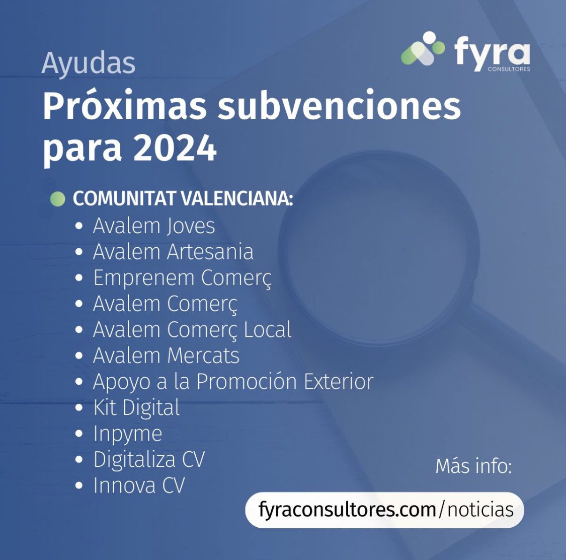 febrerasesores's tweet photo. ¿Ayudas más destacadas para este 2️⃣0️⃣2️⃣4️⃣ en la Comunidad Valenciana?

🔹 Avalem Joves
🔹 Avalem Artesania
🔹 Emprenem Comerç
🔹 Avalem Comerç
🔹 Avalem Comerç Local
🔹 Avalem Mercats
🔹 Apoyo a la Promoción Exterior 
🔹 Kit Digital
🔹 Inpyme
🔹 Digitaliza CV
🔹 Innova CV https://t.co/EhSGkRRuQ6