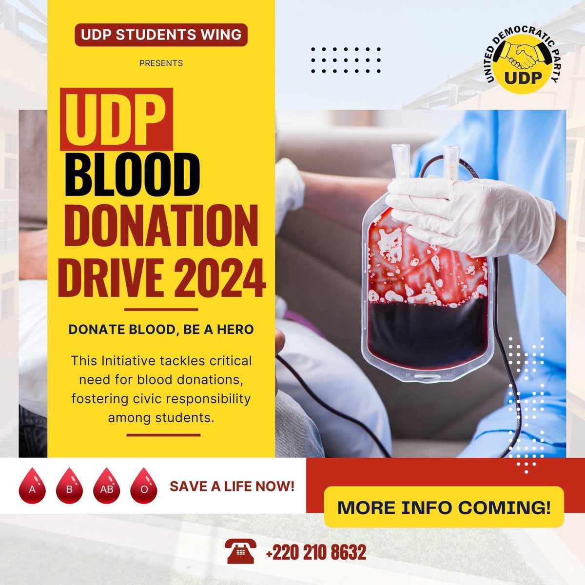kemo_bojang's tweet photo. Join the @OfficialUDPGmb blood donation drive and be a lifeline for those in need. Your contribution can save lives. https://t.co/2XIRkW28G2