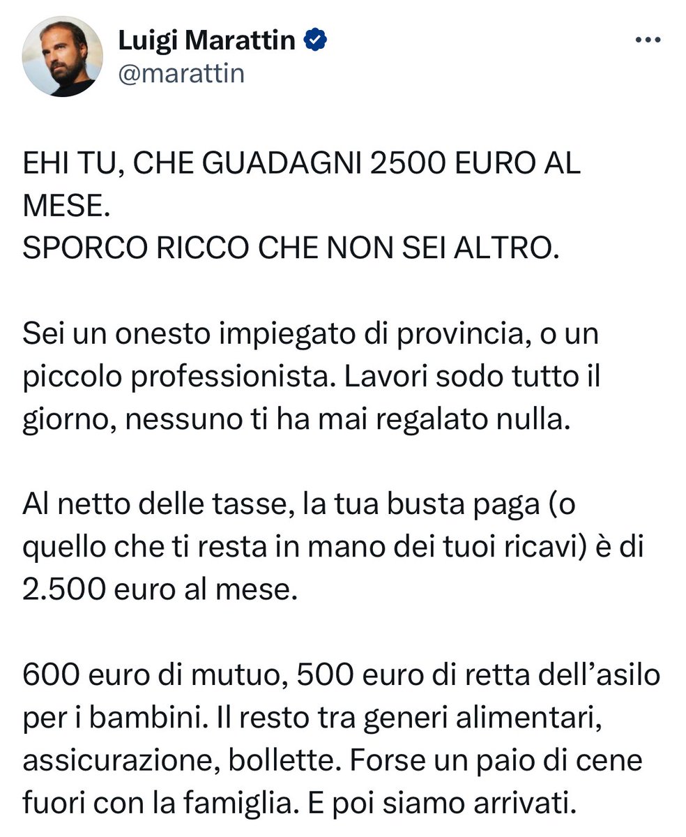 Andre_1791's tweet photo. un onesto impiegato di provincia secondo Marattin guadagna 2500€ netti al mese

vivono fuori dal mondo e pretendono di spiegarti la vita https://t.co/D5yqCTQROZ