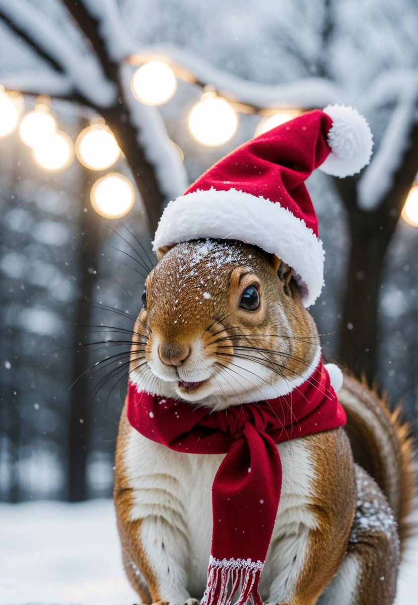 Let's Welcome the New Year With Christmas Cheer! 🎅

#AI #AiArt #AIArtwork #AiAnimal #squirrel #Squirrels #furry #Fluffy #Winter #Snow #Christmas #Santahat #Santa #Animal #Cute #Adorable