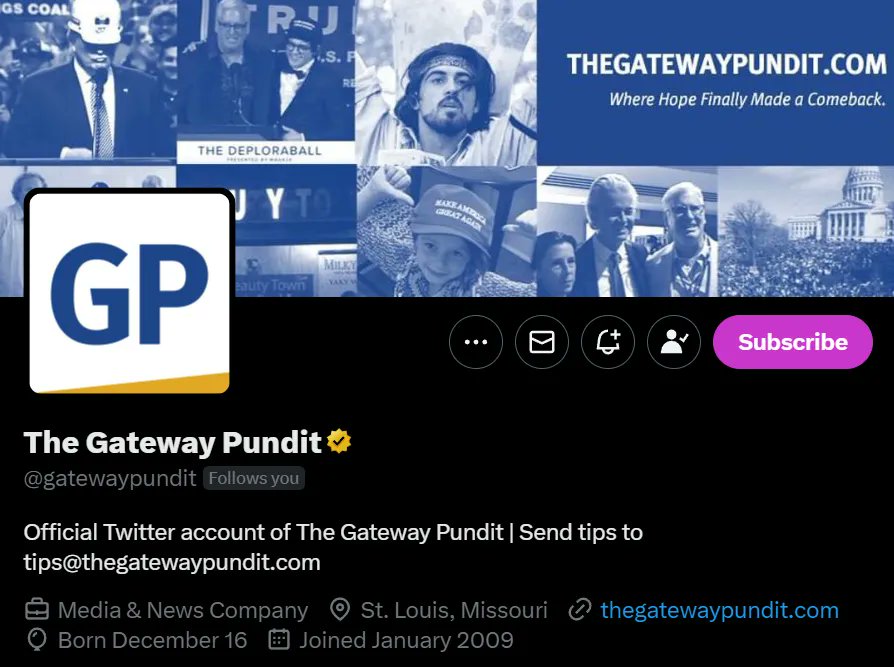 VigilantFox's tweet photo. @jimmy_dore @Fynnderella1 @UngaTheGreat @zeeemedia @TheChiefNerd @KanekoaTheGreat @VigilantNews #4 - The Gateway Pundit (@gatewaypundit)

Founded by Jim Hoft, The Gateway Pundit is becoming one of the most censored news sites in the world. The fact that the powers that be don’t want you to see what they’re reporting makes a strong case that they’re doing something right. https://t.co/9DJcgu6hgG