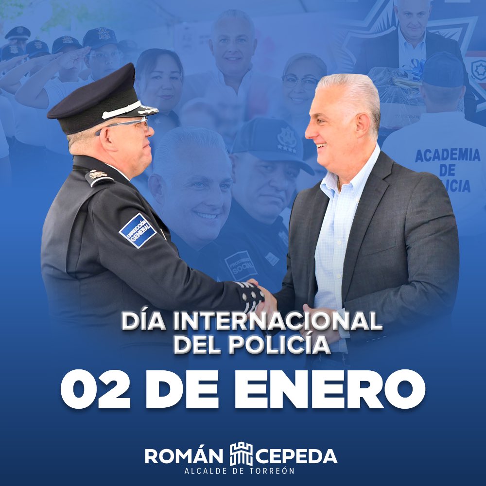 RomanCepeda's tweet photo. Mi reconocimiento en este #DíaDelPolicía para las mujeres y hombres que trabajan con responsabilidad y compromiso por mantener la seguridad y el orden en #MiQueridoTorreón❤️. ¡Muchas gracias, policías! 👮🏻‍♂️👮🏽 #TorreónSiemprePuede 🙌🏻 https://t.co/KrhmMzQbRI