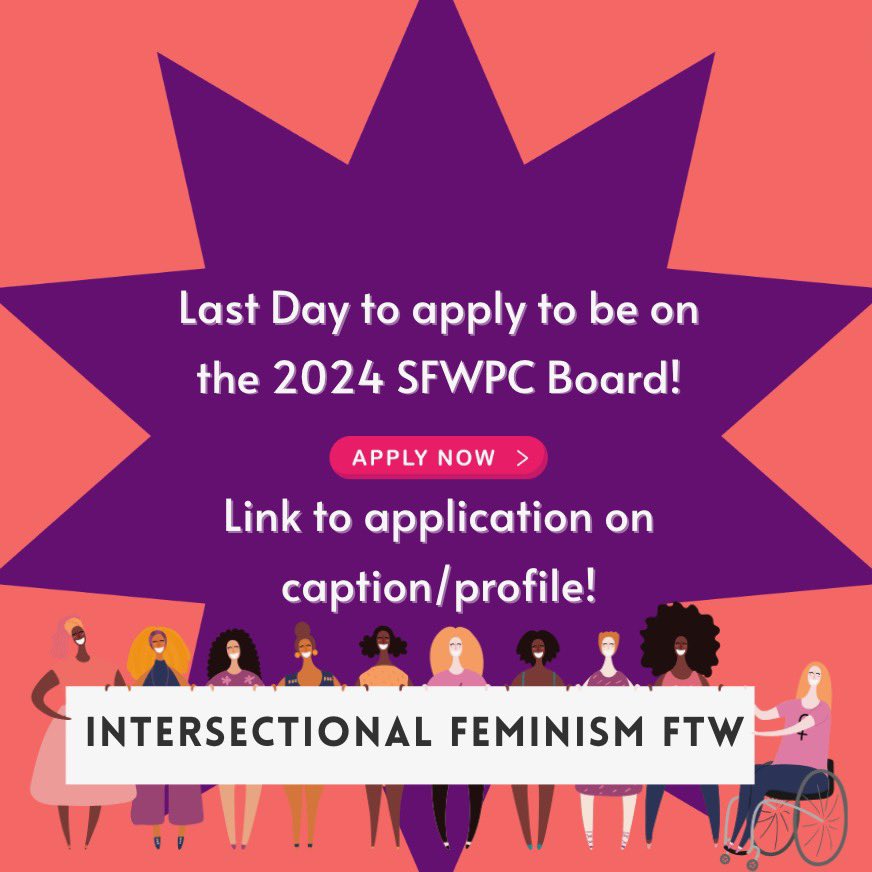 Last Day to apply to the 2024 SFWPC Board! Reach out to us if you have any questions. forms.gle/EVHCmC4e8KzUdG… ☺️