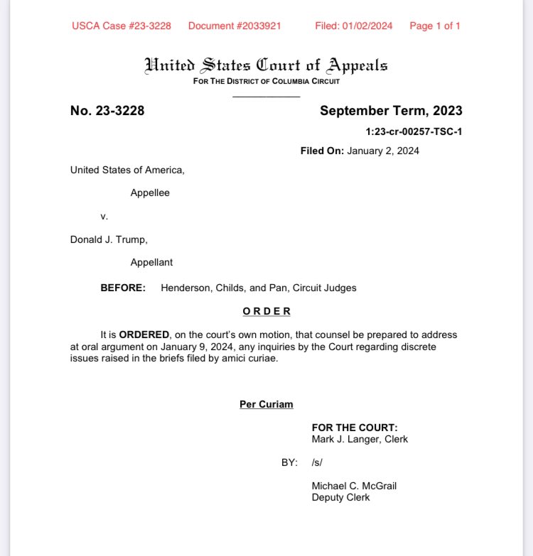 Cool. Ed Meese’s amicus brief has been accepted in the Trump appeal (challenging Smith’s standing), and the court has directed the parties to be prepared to argue the issues raised by the amici. storage.courtlistener.com/recap/gov.usco…