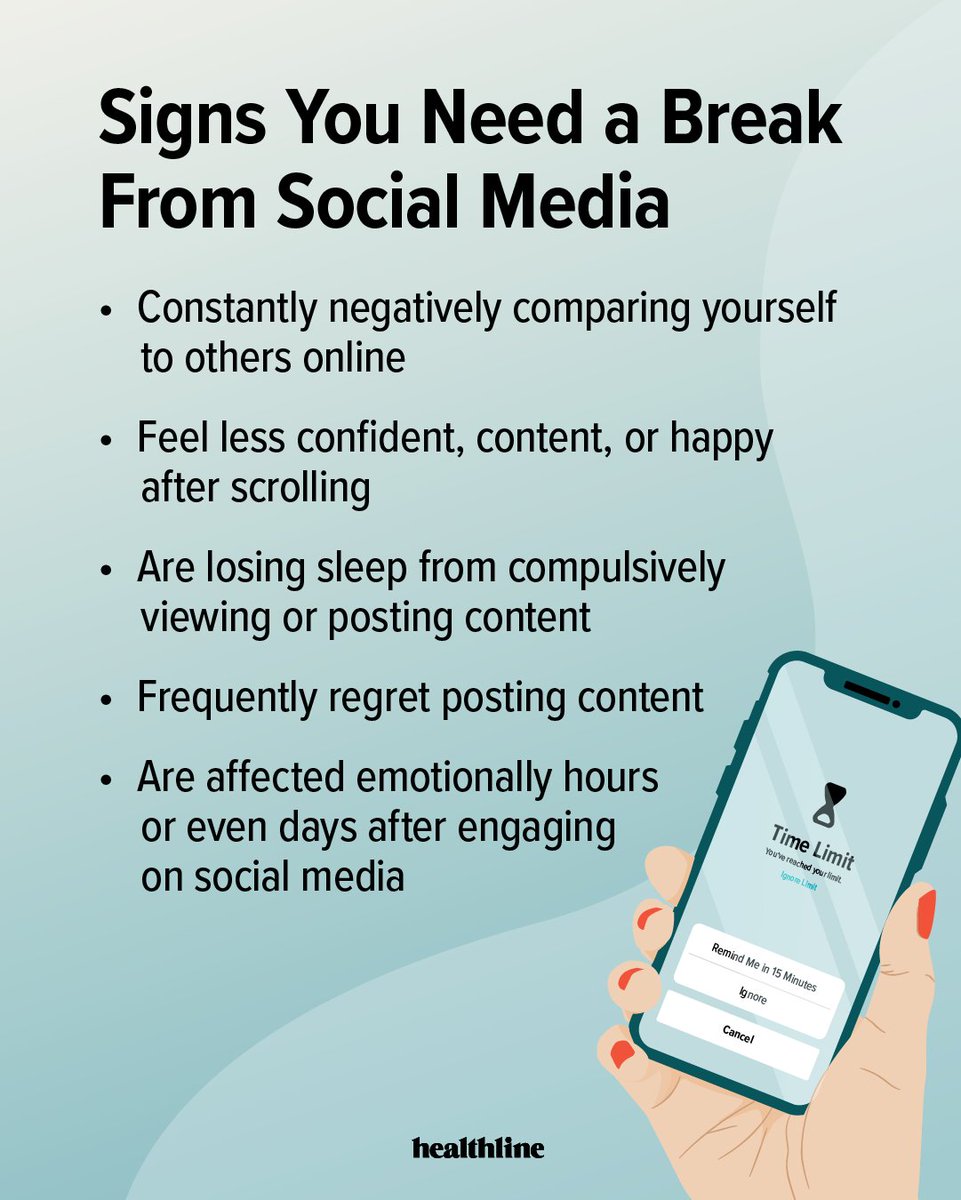 Healthline's tweet photo. A healthy relationship with social media starts with recognizing it as a tool. Like most things, social media can be used for good or become problematic when misused or in excess. https://t.co/P8bFKectTs https://t.co/6IkDm7Hsqh