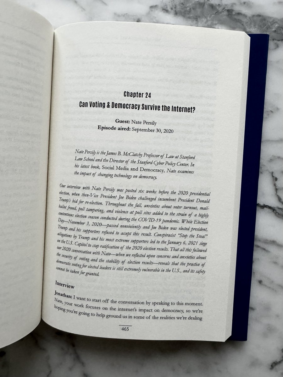 mindofstatepod's tweet photo. @persily, happy new year! We're thrilled to announce the launch of Mind of State, the book, including our ever-relevant conversation with you, "Can Voting &amp; Democracy Survive the Internet." Available now: https://t.co/zbRcjwSakP #politics #democracy #voting #Elections https://t.co/f9T0KbtSe3