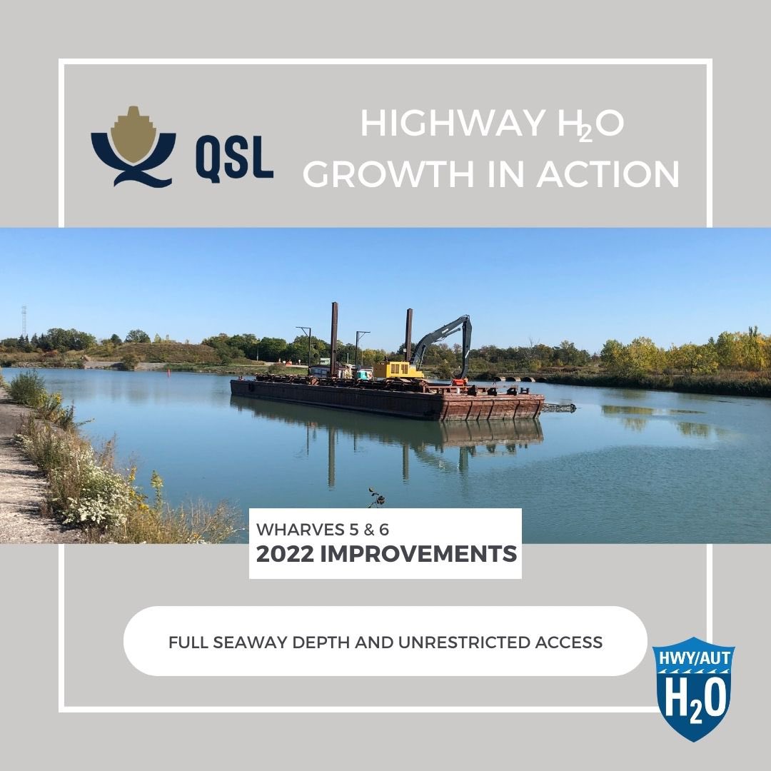 hwyh2o's tweet photo. On the Welland Canal in Thorold at Wharf 5 & 6, SLSMC has invested millions of dollars in dredging operations to deepen the water depth.
.
This maintenance was essential to accommodate…
#highwayh2o #marinemode #marinetransportation #seaway #greatlakes #wellandcanal https://t.co/VLqy6Q1rfb