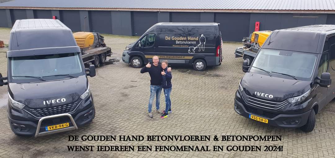 arjanvdijk71's tweet photo. De Gouden Hand Betonvloeren &amp; Betonpompen wenst iedereen een fenomenaal en gouden 2024 toe! https://t.co/cVFoNLcPD9