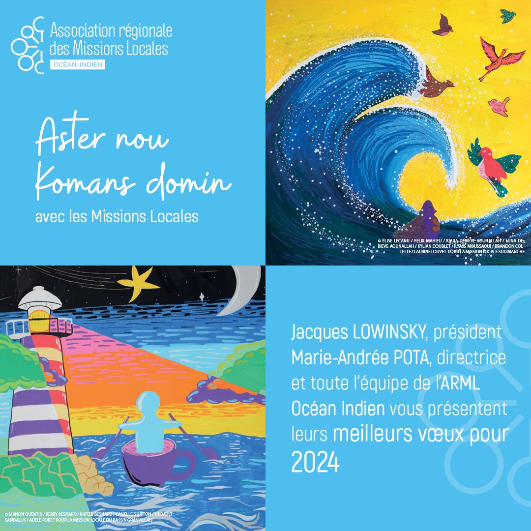 ARMLOceanIndien's tweet photo. L'Association Régionale des Missions Locales de l'Océan Indien vous présente ses meilleurs vœux pour cette nouvelle année 2024 !
#2024  #jeunes #MissionsLocales https://t.co/cvpOR8yIOF