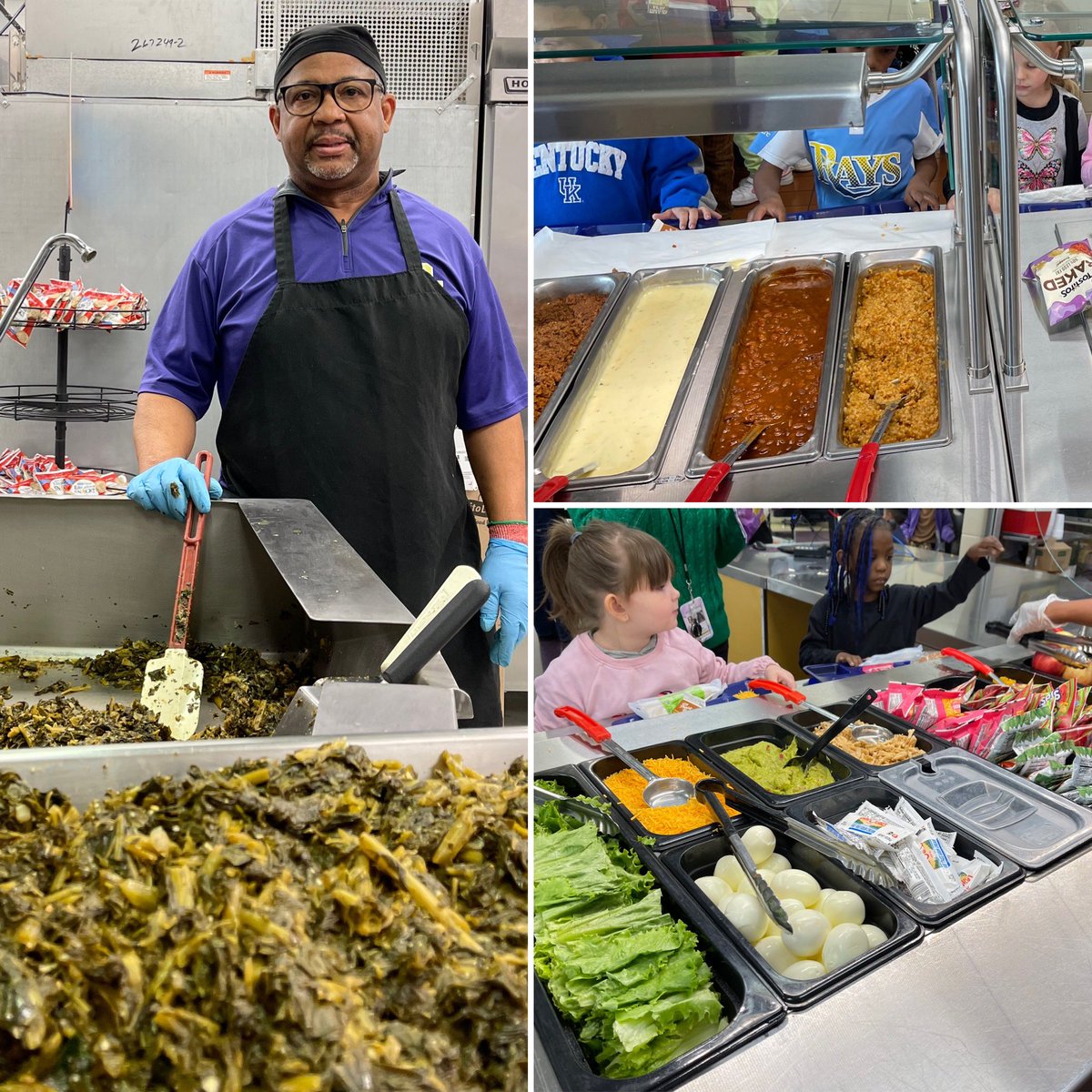 DallaEmerson's tweet image. What a great day to come back to school! 2024 kicking off with Ethiopian Greens alongside Sofrito Chicken and Plantains, Nacho Bar and our daily fresh salad bar. Happy New Year Everyone! @kentuckyag @KyDeptofEd @JTM_K12