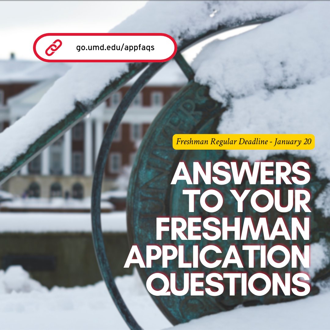 Check out our application FAQs for the answers to any last-minute questions as you get ready to submit your freshman application for the January 20 regular deadline! go.umd.edu/appfaqs #BeATerp