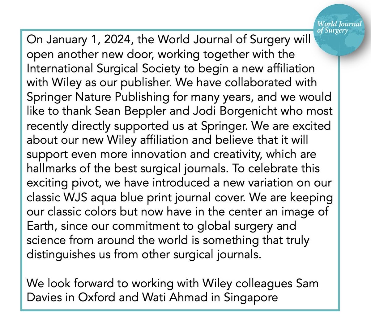 World Journal of Surgery tweet media