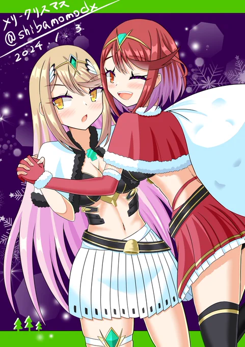 激遅メリクリホムヒカ 遅れてごめんなさい! お正月ホムラちゃん頑張って描きます! #ゼノブレイド2 #ホムラ #ヒカリ  #XenobladeChronicles2 #Pyra #Mythra